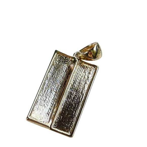 Modern Gold Textured Rectangle Pendant Geometric Design Unisex Minimalist - Picture 6 of 16